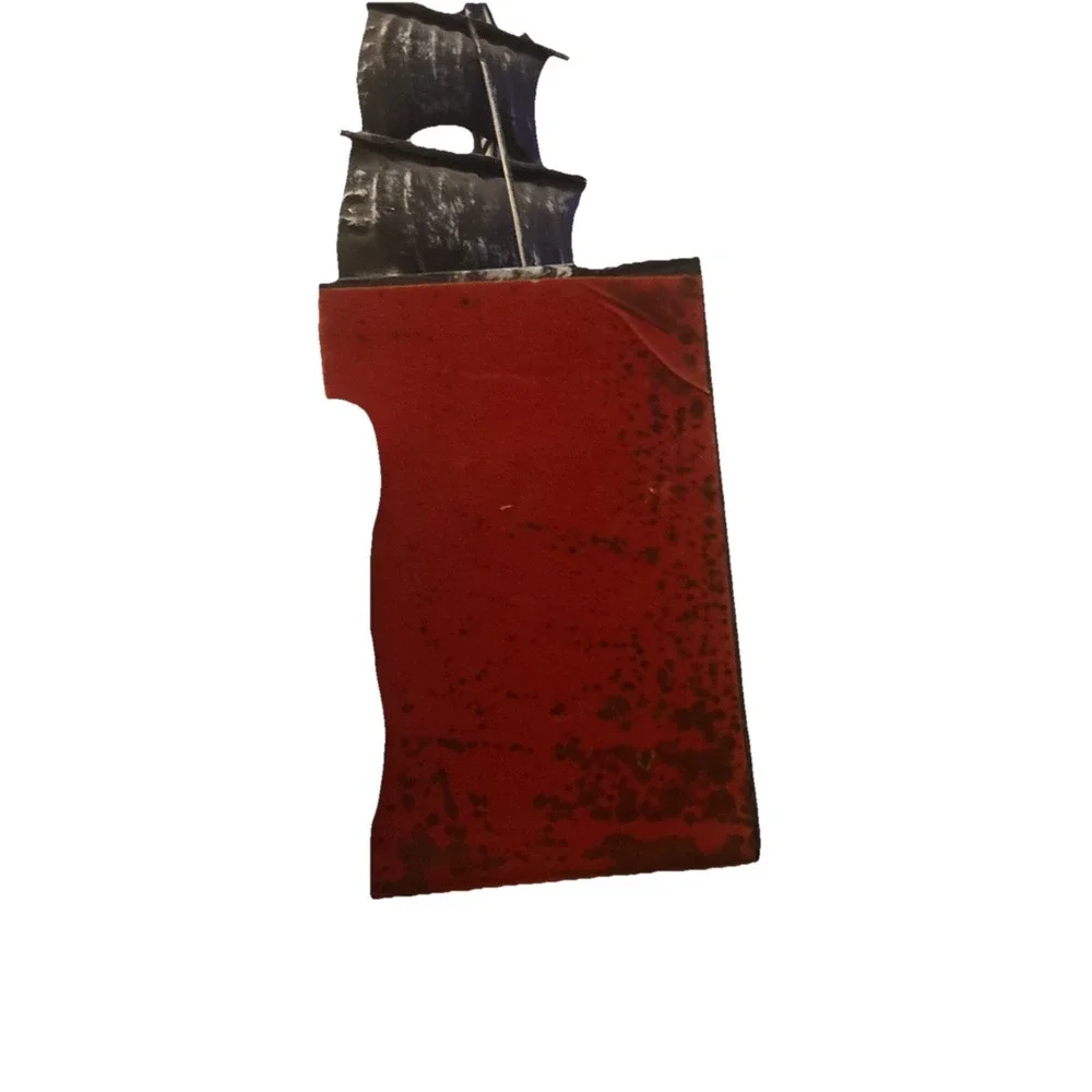 Vintage Hong Kong Ship Bookends Nautical Sails Schooner Sailing Red Felt Bottom